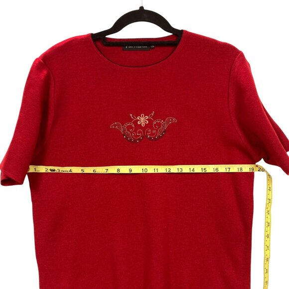 Horrena Red Knit Cardigan Sweater Set, Size XXL, Embroidery Rhinestones NEW - Picture 6 of 16